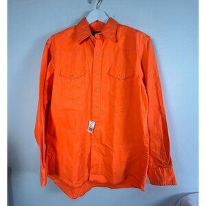Wrangler Mens Orange Western Work Shirt Regular Fit Preshrunk X-Long Tall 17-35